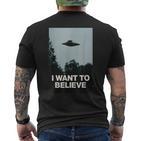 Alien Ufo Bekleidung I Want To Believe T-Shirt mit Rückendruck