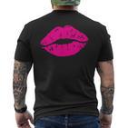Lippenstift Print 80Er Jahre Hot Pink Lips Kiss Print Lippenprint T-Shirt mit Rückendruck