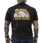 Niedliche Katze Regenbogen – I Hate People T-Shirt mit Rückendruck