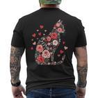 Süße Blumen Katze Für Katzen Besitzer Rosen Und Herzen T-Shirt mit Rückendruck