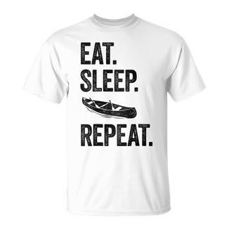 Eat Sleep Canoe Repeat Canoeing Outdoors Raglan Baseball Tee T-Shirt - Paddle Life
