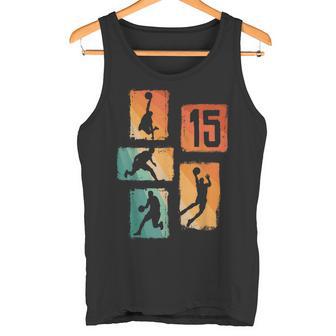 15 Geburtstag Basketballpieler 15 Jahre Jungs Retro Tank Top - Geschenkecke