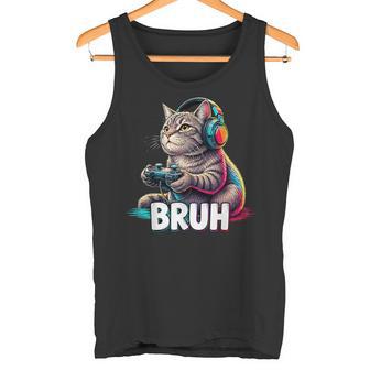 Bruh Cat Gamer Console De Jeu Humoristique Rétro Débardeur e - Cadeauxyz
