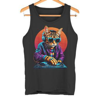 Cat Dj Techno Tourne-Disque Edm Cat Electronic Dance Music Débardeur e - Cadeauxyz