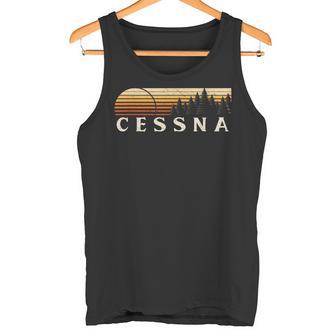 Cessna Pa Evergreenintage-Stilonnenuntergang Achtzigerjahre Retro Tank Top - Geschenkecke
