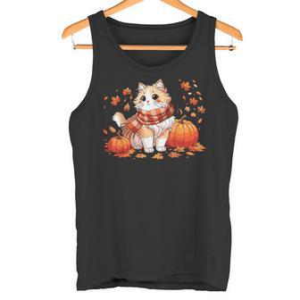 Chat Automne Feuille Citrouilleaison Automne Thème Automne Débardeur e - Cadeauxyz