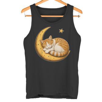 Chat Roux Et Blanc Endormi Lune Étoiles Cadeau Débardeur e - Cadeauxyz