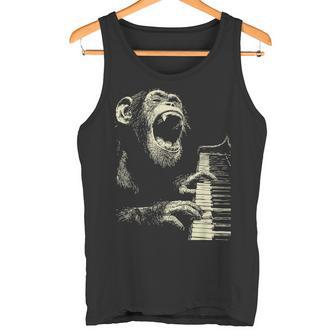 Chimpancé Divertido Tocando Piano Animal Músico Pianista Chimpancé Camiseta sin mangas - Regaloses