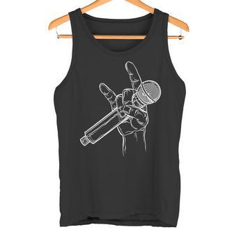 Cuernos Del Diablo Micrófono Cantante Heavy Rock Music Camiseta sin mangas - Regaloses