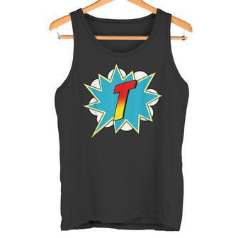 Disfraz Retro De Cómic Con Letra T Con Nombre Deuperhéroe Inicial Camiseta sin mangas - Regaloses