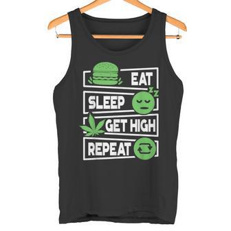 Divertido Comer Dormir Obtener Marihuana Ganja Marihuana Camiseta sin mangas - Regaloses