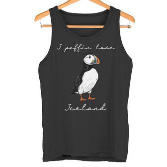 Divertido Recuerdo Artístico De Pájaro Playero Con Texto I Puffin Love Iceland Camiseta sin mangas - Regaloses