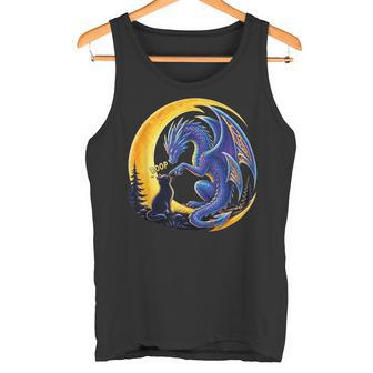 Dragon Boop Gato Bajo Luna Llena Fantasía Noche Ciencia Ficción Camiseta sin mangas - Regaloses