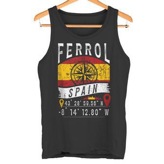 Ferrol España Bandera Gps Coordenadas De Ferrol In Mangas Camiseta sin mangas - Regaloses