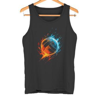 Fire Volleyball Player Volleyball T Shirt Name Tank Top | Seseable UK