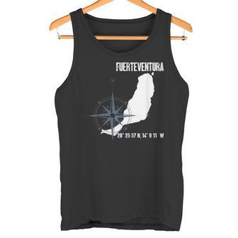 Fuerteventura Isla Atlántica Coordenadas Mapaacaciones Camiseta sin mangas - Regaloses