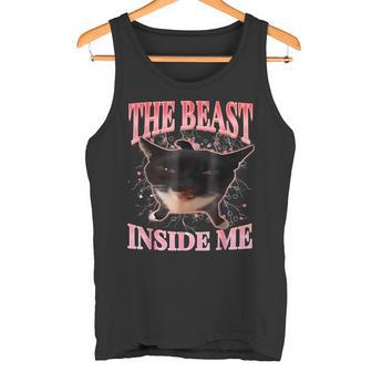 Cats Humor La Bestia Dentro De Mí Lindo Tonto Gato Meme Camiseta sin mangas - Regaloses