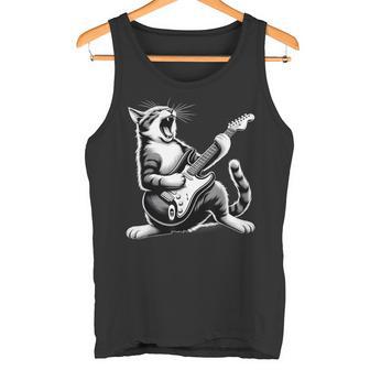 Gato Mecedora Con Guitarra Disfrutando De La Experiencia Musical Camiseta sin mangas - Regaloses