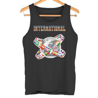 Globe Terrestre International Avec Drapeaux Du Monde Débardeur e - Cadeauxyz