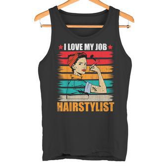 Gráfico Divertido De Peluquero Con Texto En Inglés I Love My Job Camiseta sin mangas - Regaloses