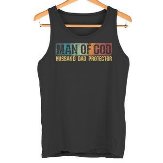 Hombre De Dios Marido Papá Protector Fe Cristiana Día Del Padre Camiseta sin mangas - Regaloses