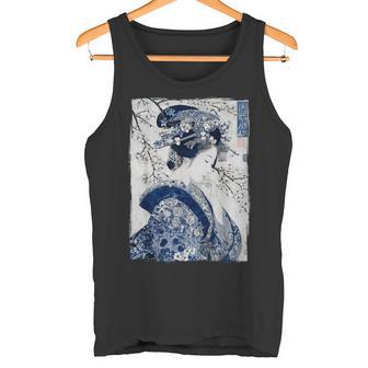 Impresión Artística Ukiyo-E Con Tinta Azul De Geisha Japonesa Camiseta sin mangas - Regaloses
