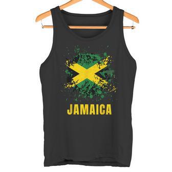 Jamaica -Alpicadura De Pintura De Bandera Grunge Con Pájaro Y Hoja De Palma Camiseta sin mangas - Regaloses