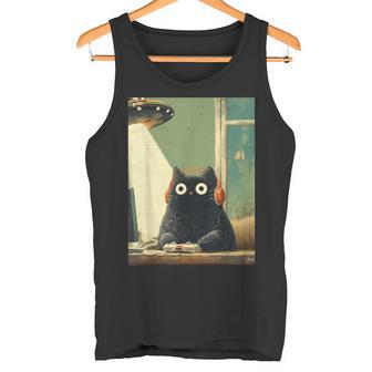 Jeuxidéo Japonais Noir Gamer Cat Enlèvement Ufopace Débardeur e - Cadeauxyz