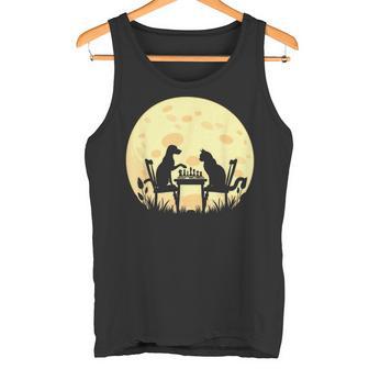 Jugador De Ajedrez Tablero De Ajedrez Gato Perro Y Hombres De Ajedrez Divertidos Camiseta sin mangas - Regaloses