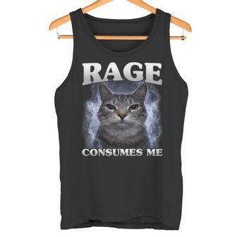 La Rabia Me Consume Gato Graciosoarcástico Humor Enojado Meme Ira Camiseta sin mangas - Regaloses