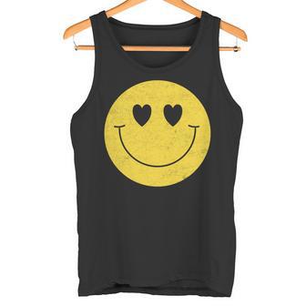 Lindos Ojos De Corazón Divertidos De Los Años 70 Caraonriente Feliz Amarilla Manga Larga Camiseta sin mangas - Regaloses