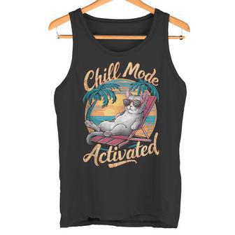 Modo Frío Activado Gato Con Gafas En Playa In Mangas Camiseta sin mangas - Regaloses