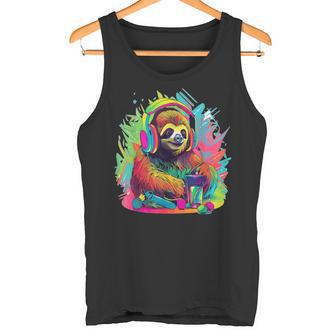 Musikliebhaber Faultier Techno Music Festival Edm Tank Top - Geschenkecke