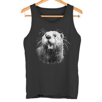 Otter Zeichnung Natur Tier Kunst Wald Motiv Kunstwerk Tank Top - Geschenkecke