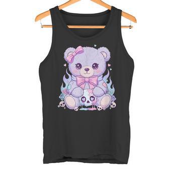 Ours En Peluche Pastel Gothique Effrayant Tête De Mort Kawaii Débardeur e - Cadeauxyz