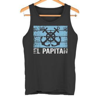 Papitan Día Del Padre Ancla Náutica Papá Capitán Camiseta sin mangas - Regaloses