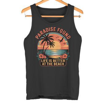 Paradise Found Das Leben Amtrand Ist Besser Retro-Sonnenuntergang Tank Top - Geschenkecke