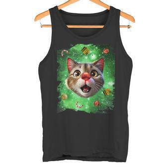 Reno Gato Espacial Navidad Fea Y Pegajosa Camiseta sin mangas - Regaloses