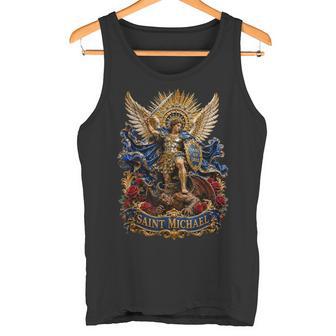 San Miguel Quis Ut Deus Arcángel Espada Y Rosas Arte Camiseta sin mangas - Regaloses