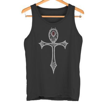 Símbolo Egipcio Y Gótico Ankh Con Cruz Araña Gótica Camiseta sin mangas - Regaloses