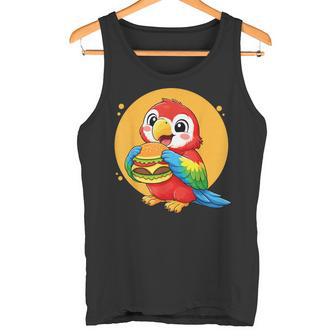 Simpatico Pappagallo Mangiando Hamburger Divertente Kawaii Amante Del Cibo Degli Animali Canotta - Novitaregali