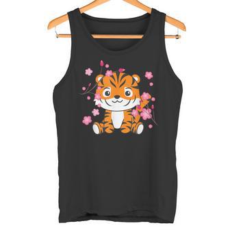 Tigre Animaux Mignons Pour Enfants Kawaii Fleurs De Cerisier Débardeur e - Cadeauxyz