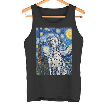 Van Gogh Noche Estrellada Perro Dálmata Pintura Artística Camiseta sin mangas - Regaloses