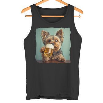Yorkshire Terrier Cerveza Divertido Perro Bebiendo Meme Mamá Papá Camiseta sin mangas - Regaloses
