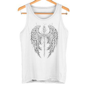 2Reborn Alas De Ángel Alas De Ángel Espada Fuego Blanco Espalda Camiseta sin mangas - Regaloses