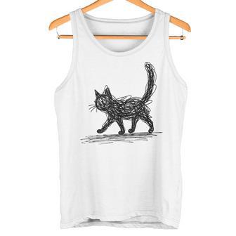 Gato Minimalista Gatito Dibujado A Mano In Mangas Camiseta sin mangas - Regaloses