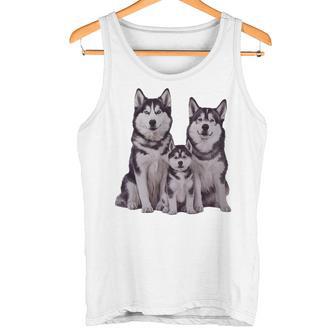 Husky Puppy Familyketch Dibujo Arte Camiseta sin mangas - Regaloses