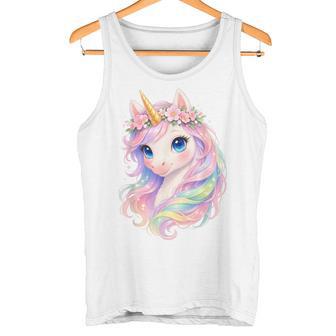Licorne Mignonne Avec Cheveux Arc-En-Ciel Licorne Débardeur e - Cadeauxyz