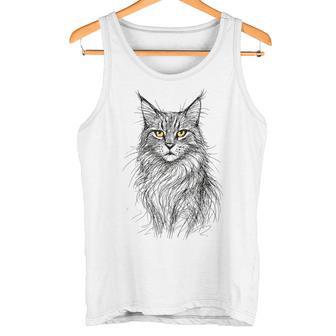 Majestic Maine-Coon Portrait De Chat Yeux Dorés Débardeur e - Cadeauxyz