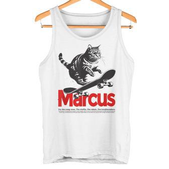 Marcus Beau Nom De Garçon Avec Un Chat &Kateboard Débardeur e - Cadeauxyz